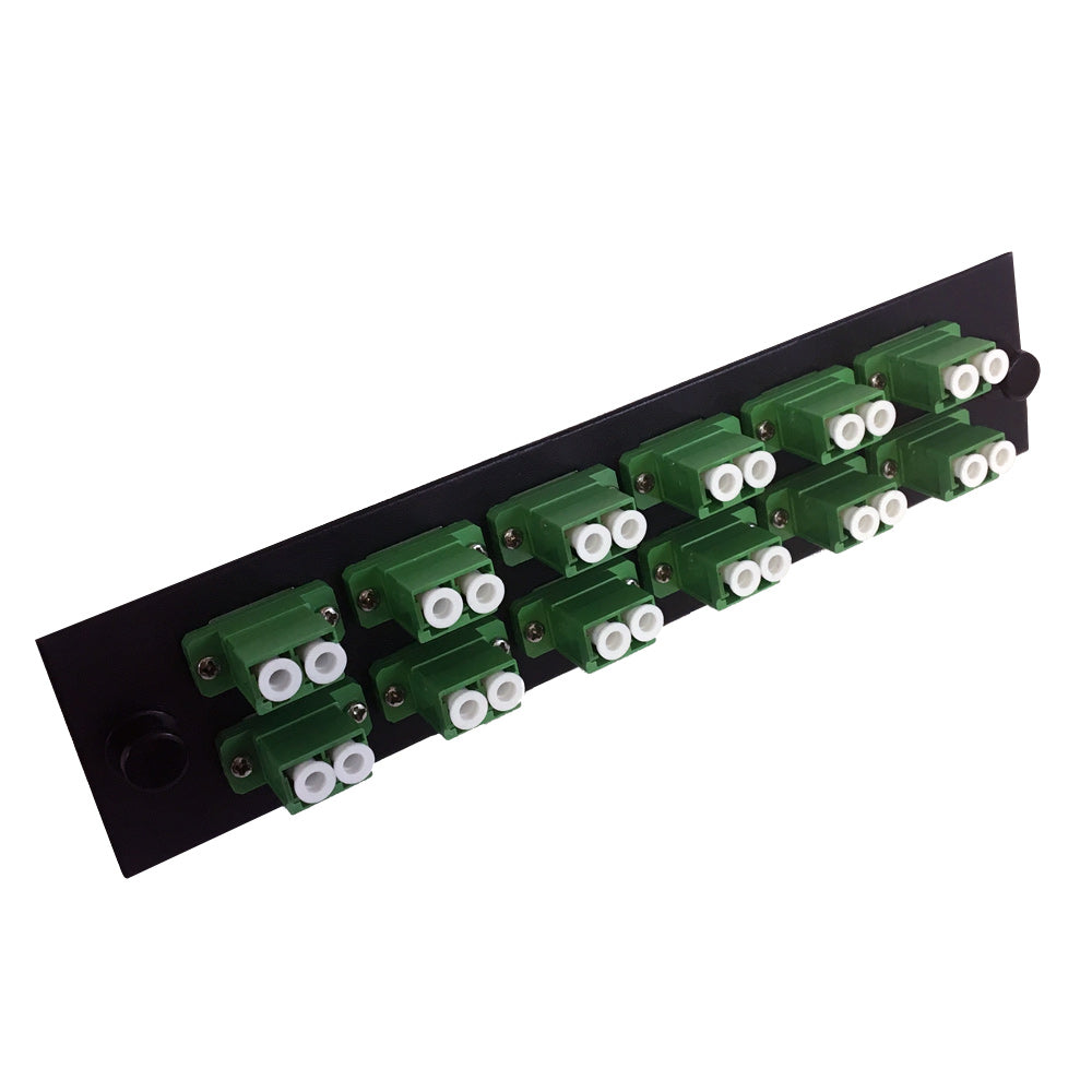 Loaded Adapter Panel with 12x Duplex LC/APC Singlemode (Non-LGX) - Black – Generic – Non-LGX Fiber Optic Patch Panels & Enclosures