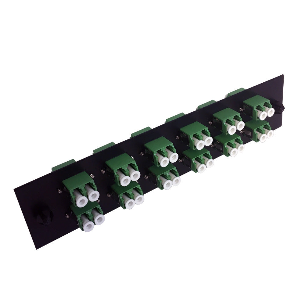 Loaded Adapter Panel with 12x Duplex LC/APC Singlemode (Non-LGX) - Black – Generic – Non-LGX Fiber Optic Patch Panels & Enclosures (photo 2)