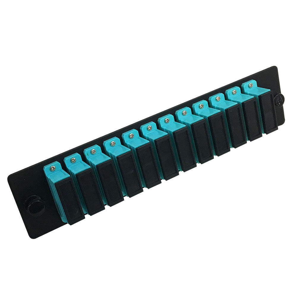 Loaded Adapter Panel with 12 x Duplex SC/PC Multimode 10G (Non-LGX) - Black – Generic – Non-LGX Fiber Optic Patch Panels & Enclosures