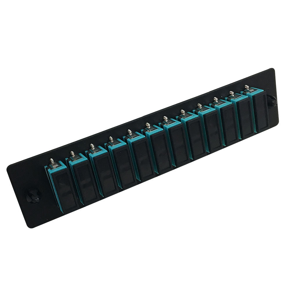 Loaded Adapter Panel with 12 x Duplex SC/PC Multimode 10G (Non-LGX) - Black – Generic – Non-LGX Fiber Optic Patch Panels & Enclosures (photo 2)