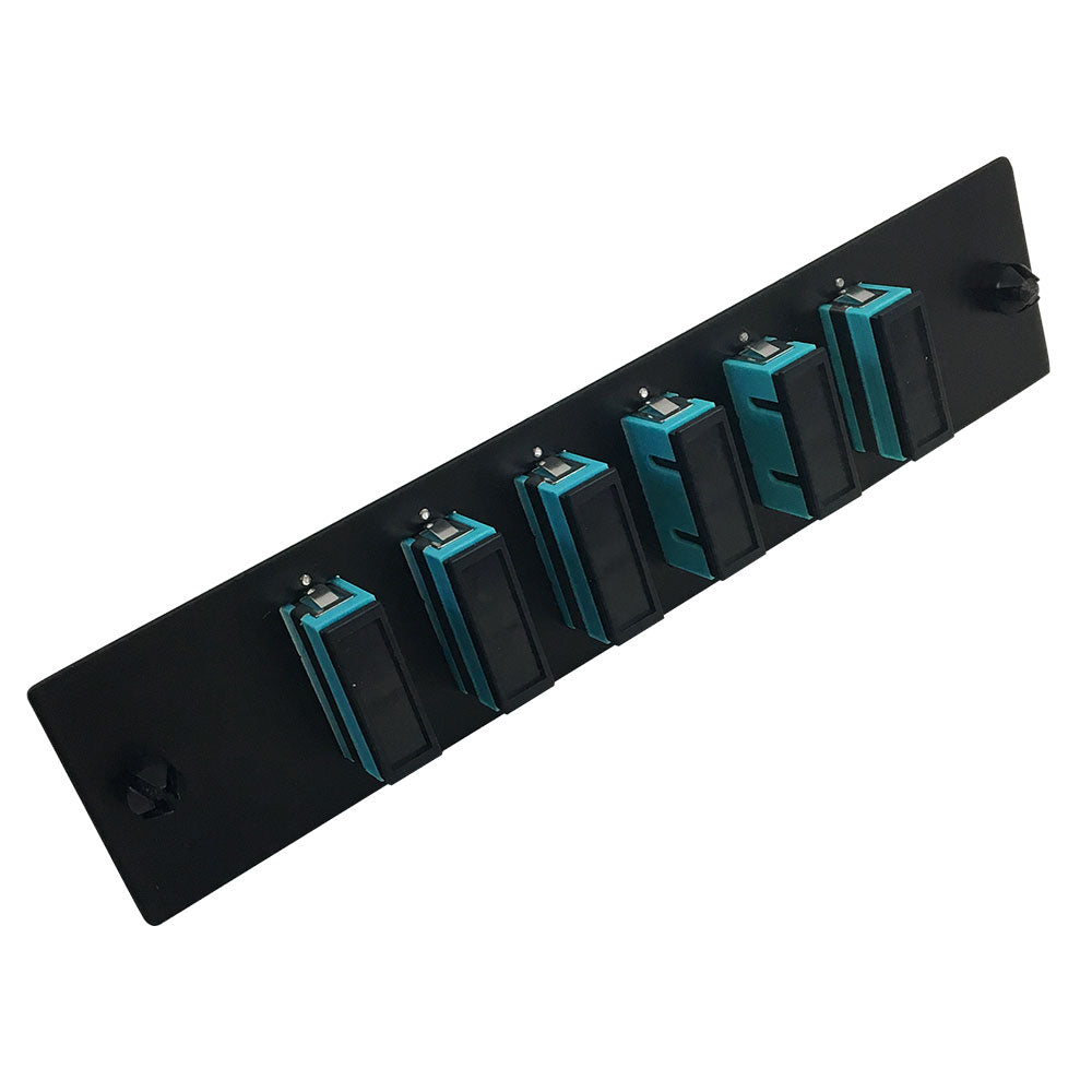 Loaded Adapter Panel with 6x Duplex SC/PC Multimode 10G (Non-LGX) - Black – Generic – Non-LGX Fiber Optic Patch Panels & Enclosures (photo 2)