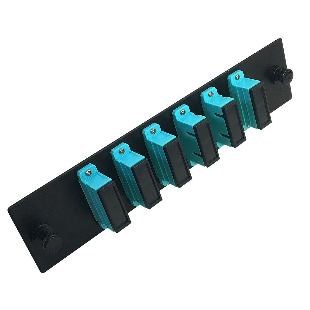 Loaded Adapter Panel with 6x Duplex SC/PC Multimode 10G (Non-LGX) - Black – Generic – Non-LGX Fiber Optic Patch Panels & Enclosures