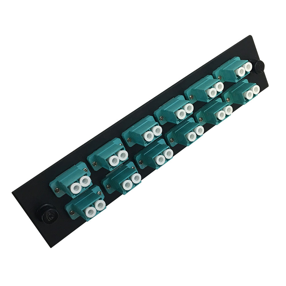 Loaded Adapter Panel with 12x Duplex LC/PC Multimode 10G (Non-LGX) - Black – Generic – Non-LGX Fiber Optic Patch Panels & Enclosures