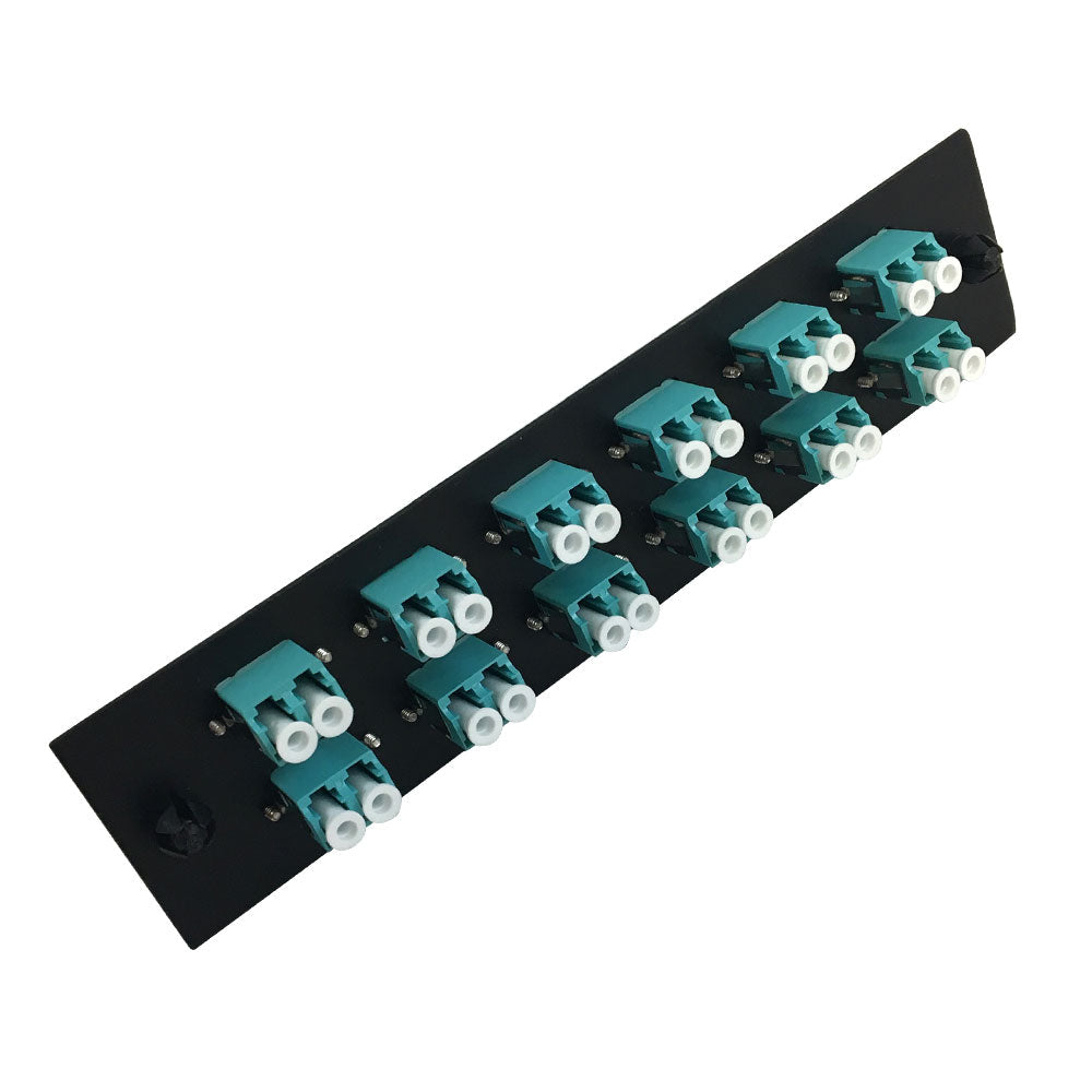 Loaded Adapter Panel with 12x Duplex LC/PC Multimode 10G (Non-LGX) - Black – Generic – Non-LGX Fiber Optic Patch Panels & Enclosures (photo 2)