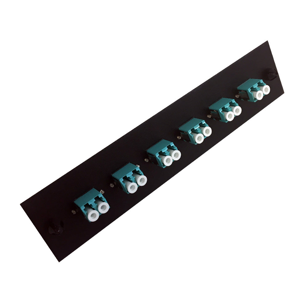 Loaded Adapter Panel with 6x Duplex LC/PC Multimode 10G (Non-LGX) - Black – Generic – Non-LGX Fiber Optic Patch Panels & Enclosures (photo 2)