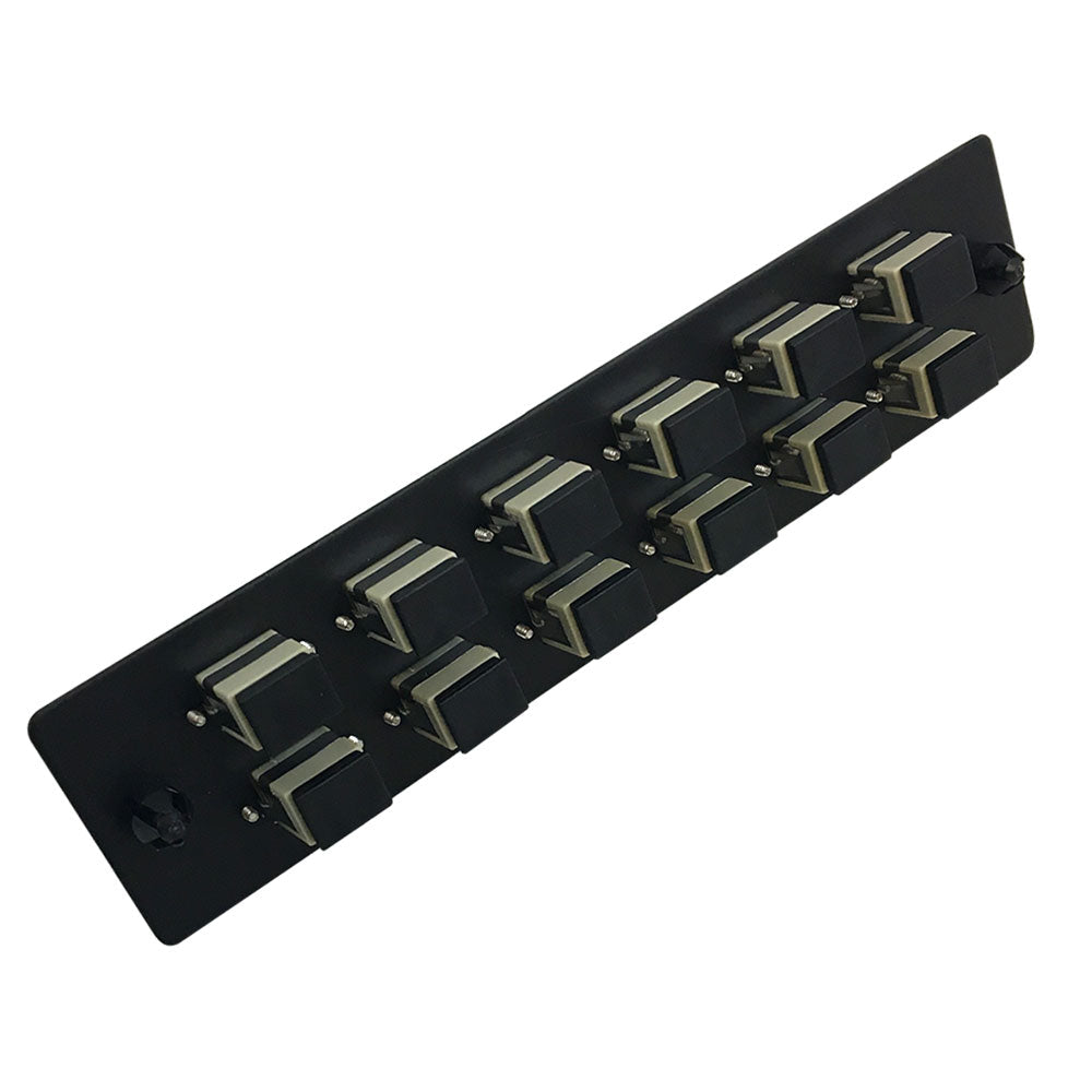 Loaded Adapter Panel with 12x Simplex SC/PC Multimode (Non-LGX) - Black – Generic – Non-LGX Fiber Optic Patch Panels & Enclosures (photo 2)