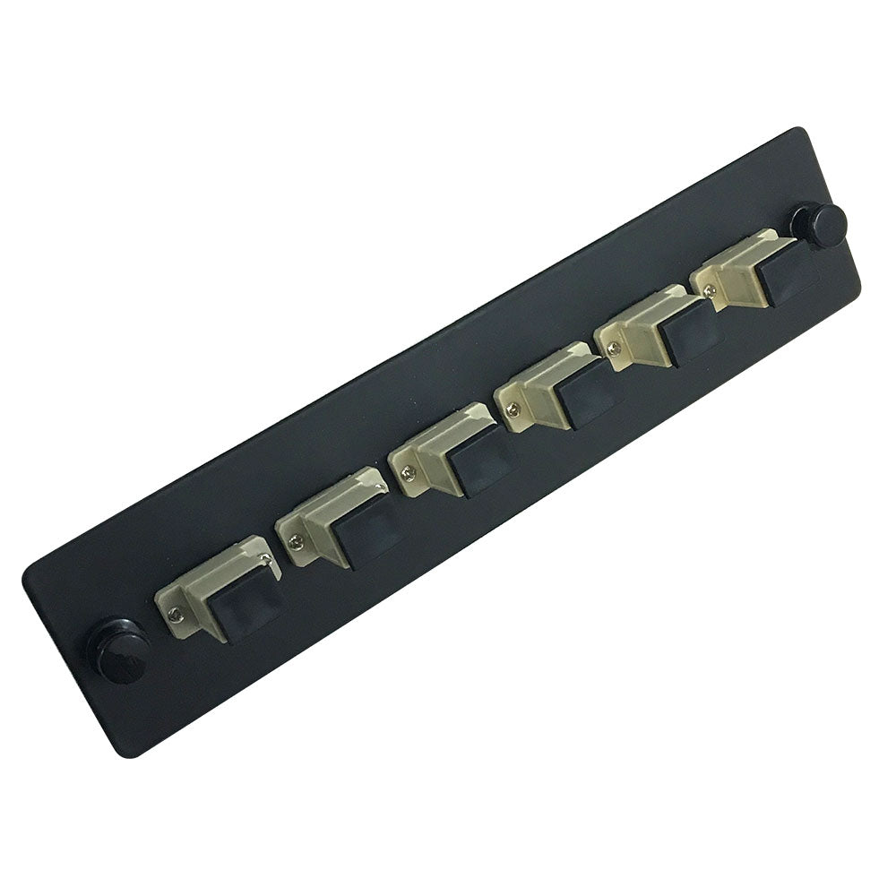 Loaded Adapter Panel with 6x Simplex SC/PC Multimode (Non-LGX) - Black – Generic – Non-LGX Fiber Optic Patch Panels & Enclosures