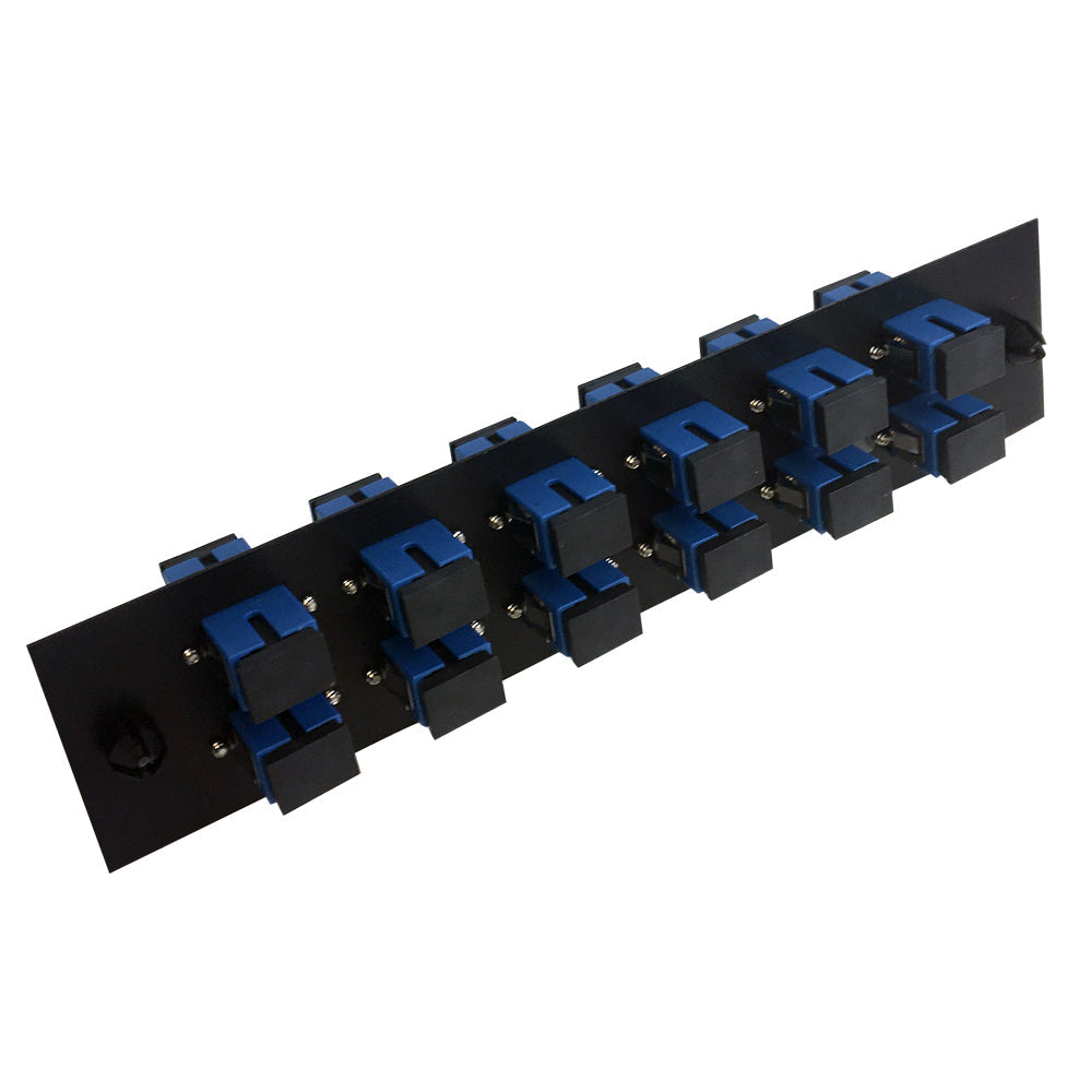 Loaded Adapter Panel with 12x Simplex SC/UPC Singlemode (Non-LGX) - Black – Generic – Non-LGX Fiber Optic Patch Panels & Enclosures (photo 2)