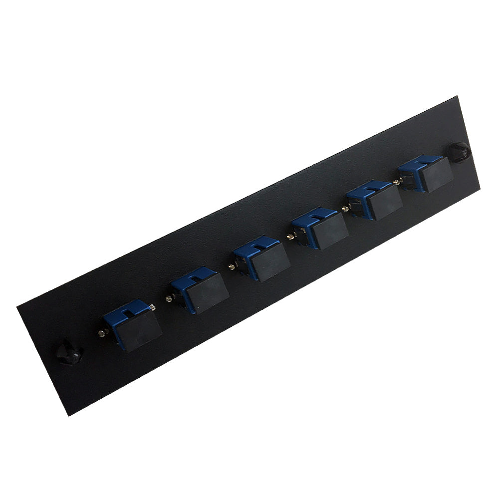 Loaded Adapter Panel with 6x Simplex SC/UPC Singlemode (Non-LGX) - Black – Generic – Non-LGX Fiber Optic Patch Panels & Enclosures (photo 2)