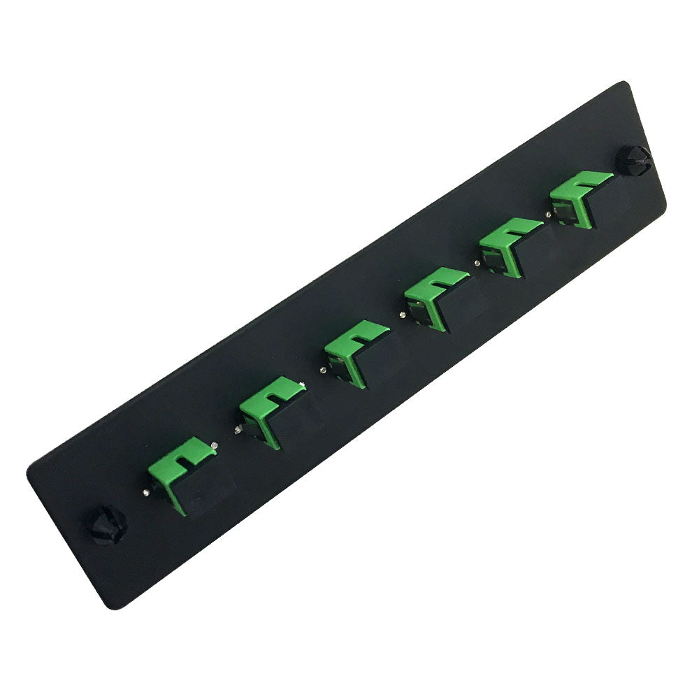Loaded Adapter Panel with 6x Simplex SC/APC Singlemode (Non-LGX) - Black – Generic – Non-LGX Fiber Optic Patch Panels & Enclosures (photo 2)