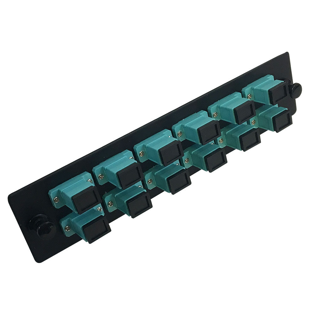 Loaded Adapter Panel with 12x Simplex SC/PC Multimode 10G (Non-LGX) - Black – Generic – Non-LGX Fiber Optic Patch Panels & Enclosures