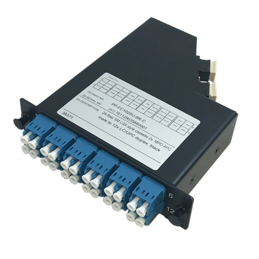 12-Fiber Singlemode LGX Style Cassette MPO Male to 6x LC/UPC Duplex – Generic – LGX Fiber Optic Patch Panels, Cassettes & Enclosures (photo 4)