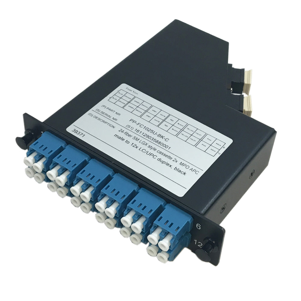 24-Fiber Singlemode LGX Style Cassette 2x MPO Male to 12x LC/UPC Duplex – Generic – LGX Fiber Optic Patch Panels, Cassettes & Enclosures (photo 4)