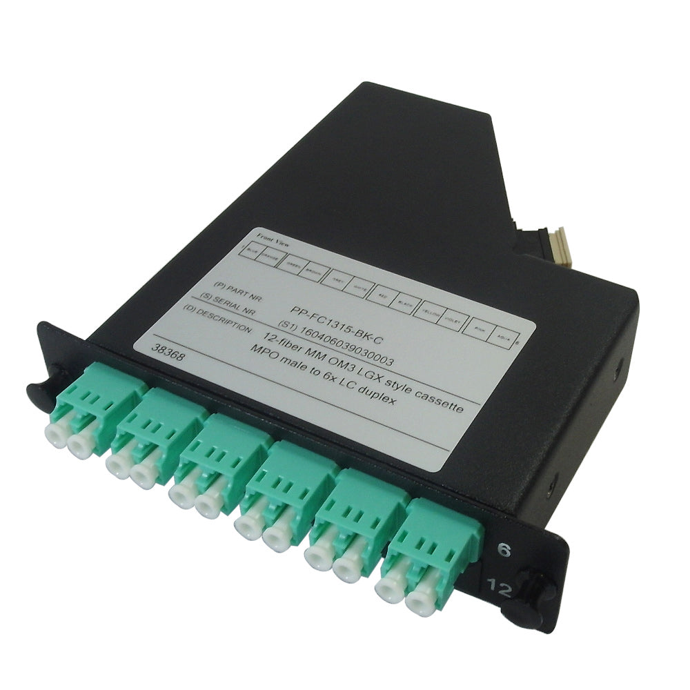 12-Fiber Multimode OM3 LGX Style Cassette MPO Male to 6x LC Duplex – Generic – LGX Fiber Optic Patch Panels, Cassettes & Enclosures (photo 4)