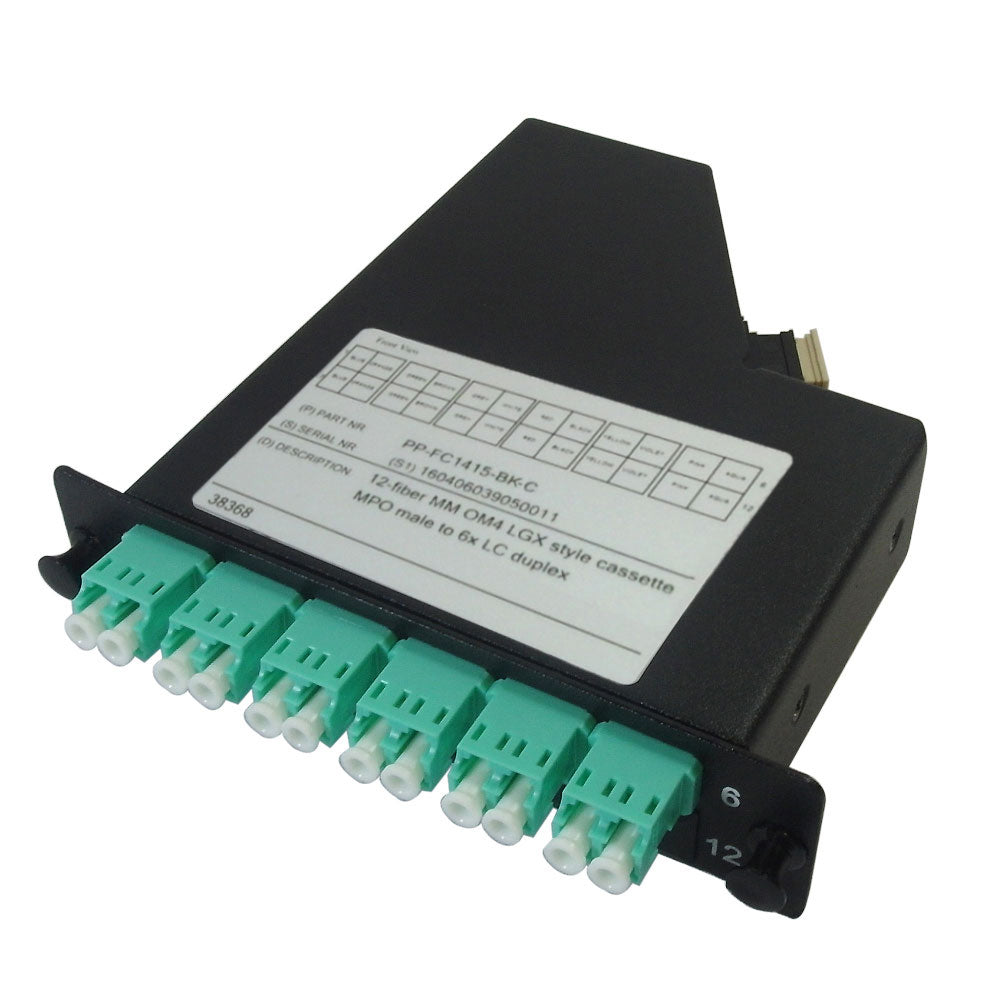 12-Fiber Multimode OM4 LGX Style Cassette MPO Male to 6x LC Duplex – Generic – LGX Fiber Optic Patch Panels, Cassettes & Enclosures (photo 3)