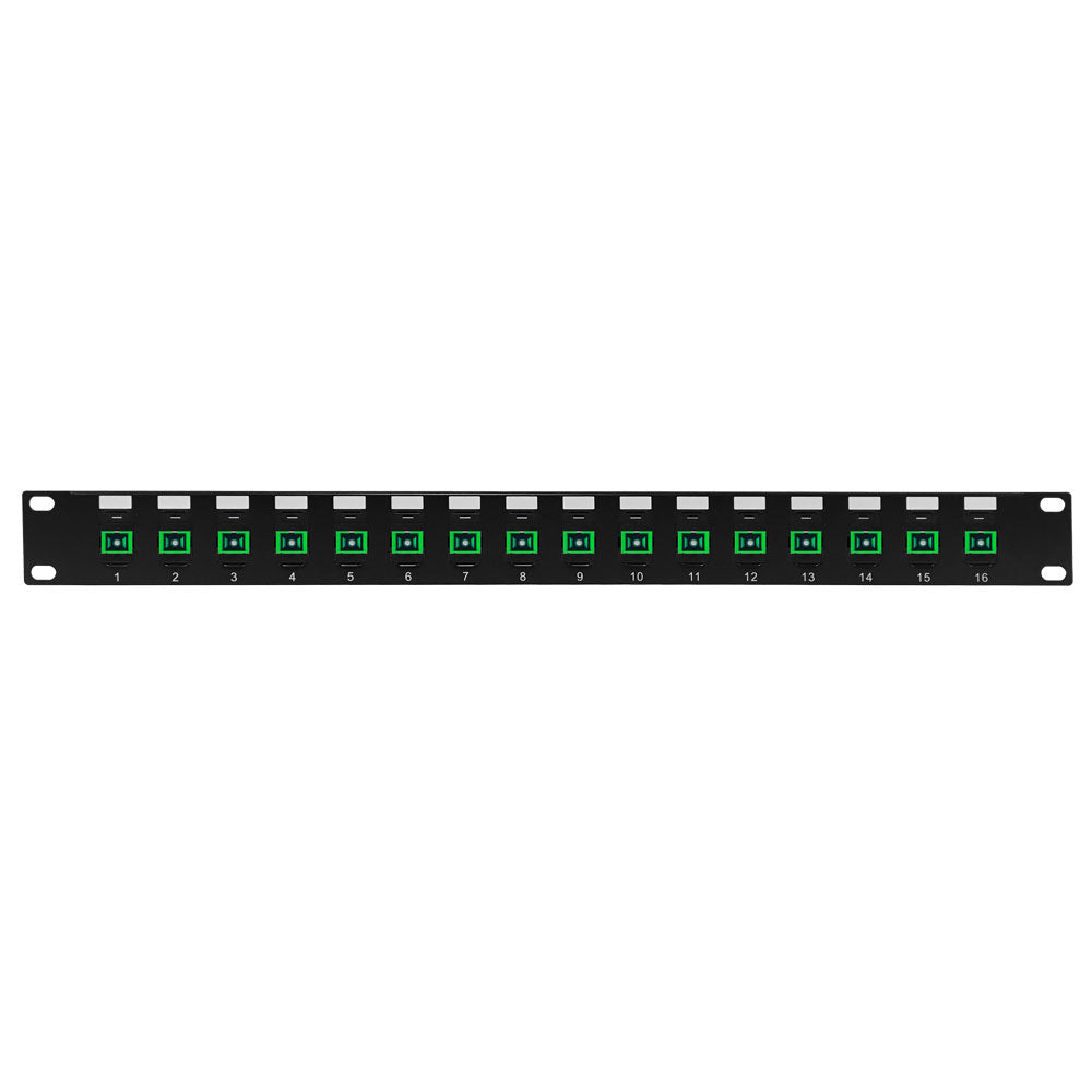 16 Port SC/SC APC Singlemode 9u Simplex Patch Panel - 19" Rackmount 1U – Generic – Fiber Optic Patch Panels