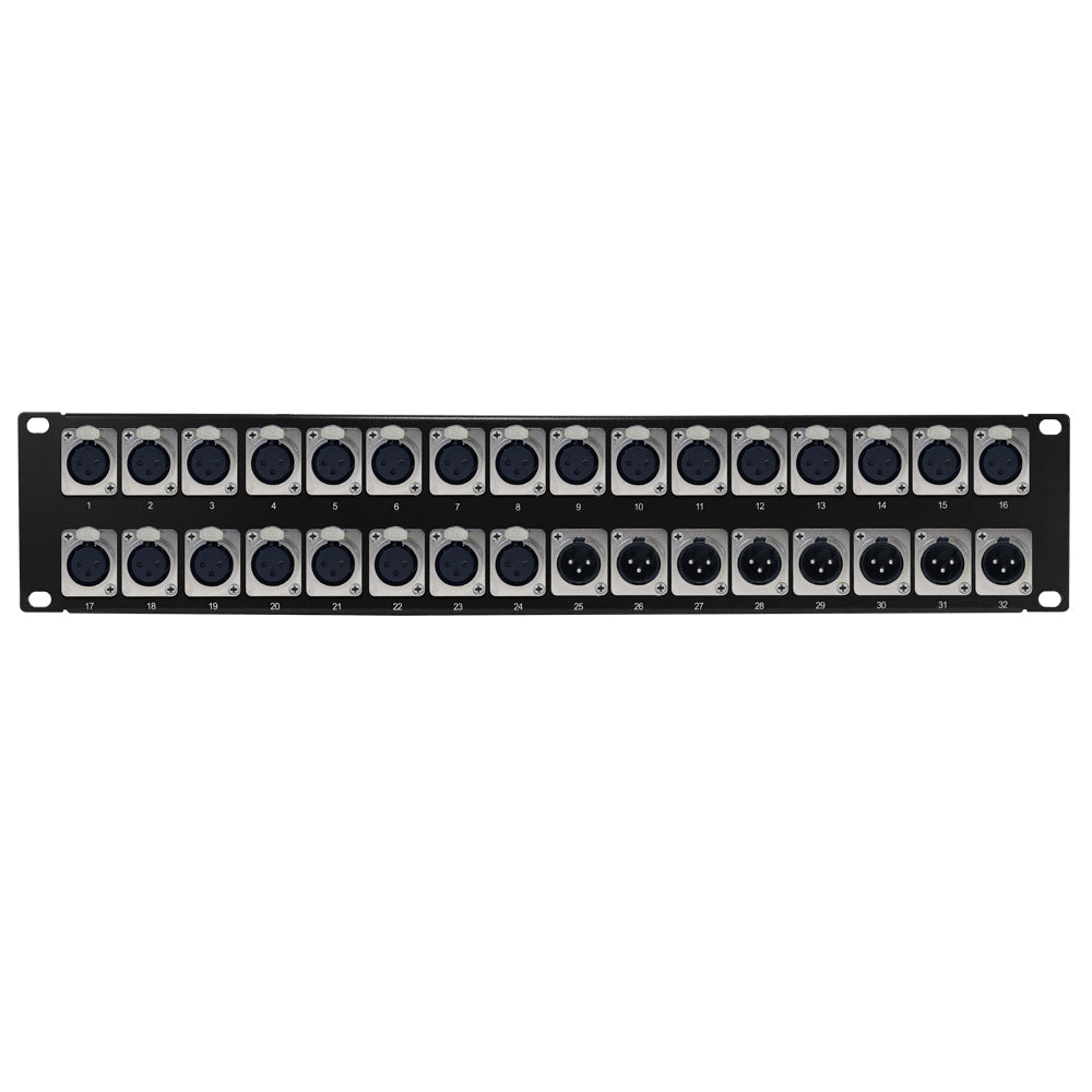 24-Port XLR Female + 8-port XLR Male patch panel, 19 inch rackmount 2U – Generic