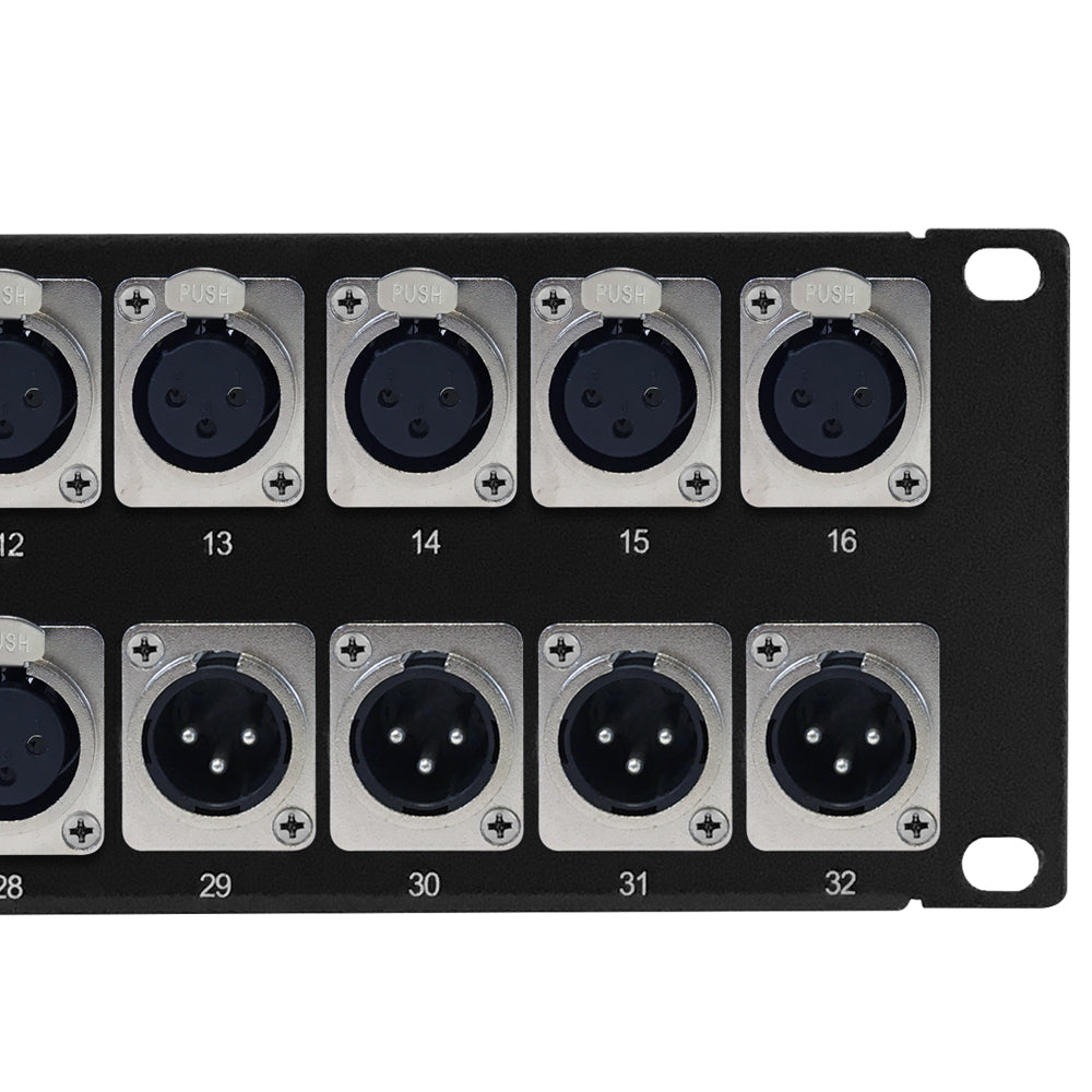 28-Port XLR Female + 4-port XLR Male patch panel, 19 inch rackmount 2U – Generic – Audio/Video Patch Panels (photo 2)