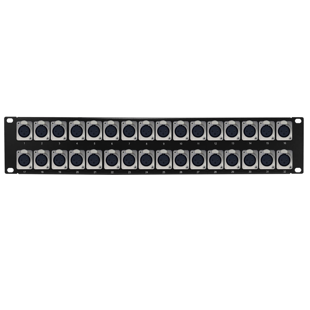 32-Port XLR Female Patch Panel, 19 inch rackmount 2U – Generic – Audio/Video Patch Panels