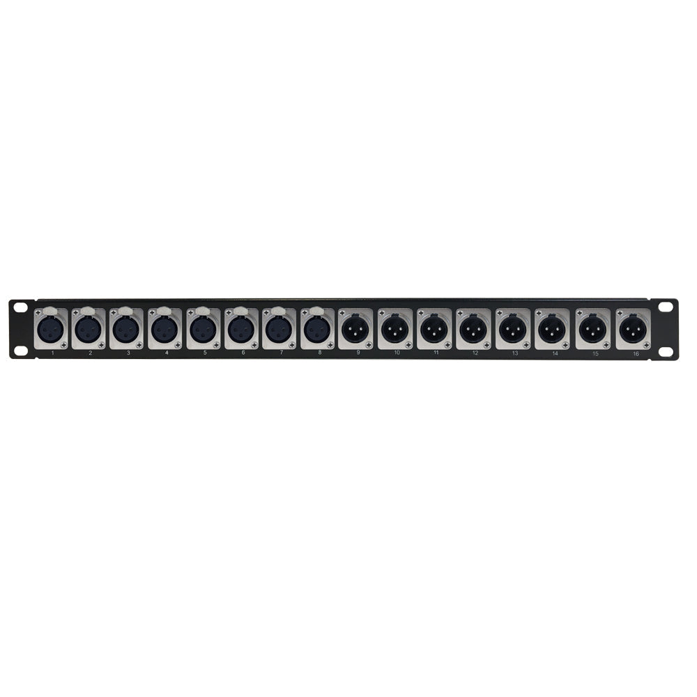8-Port XLR Female + 8-port XLR Male patch panel, 19 inch rackmount 1U – Generic