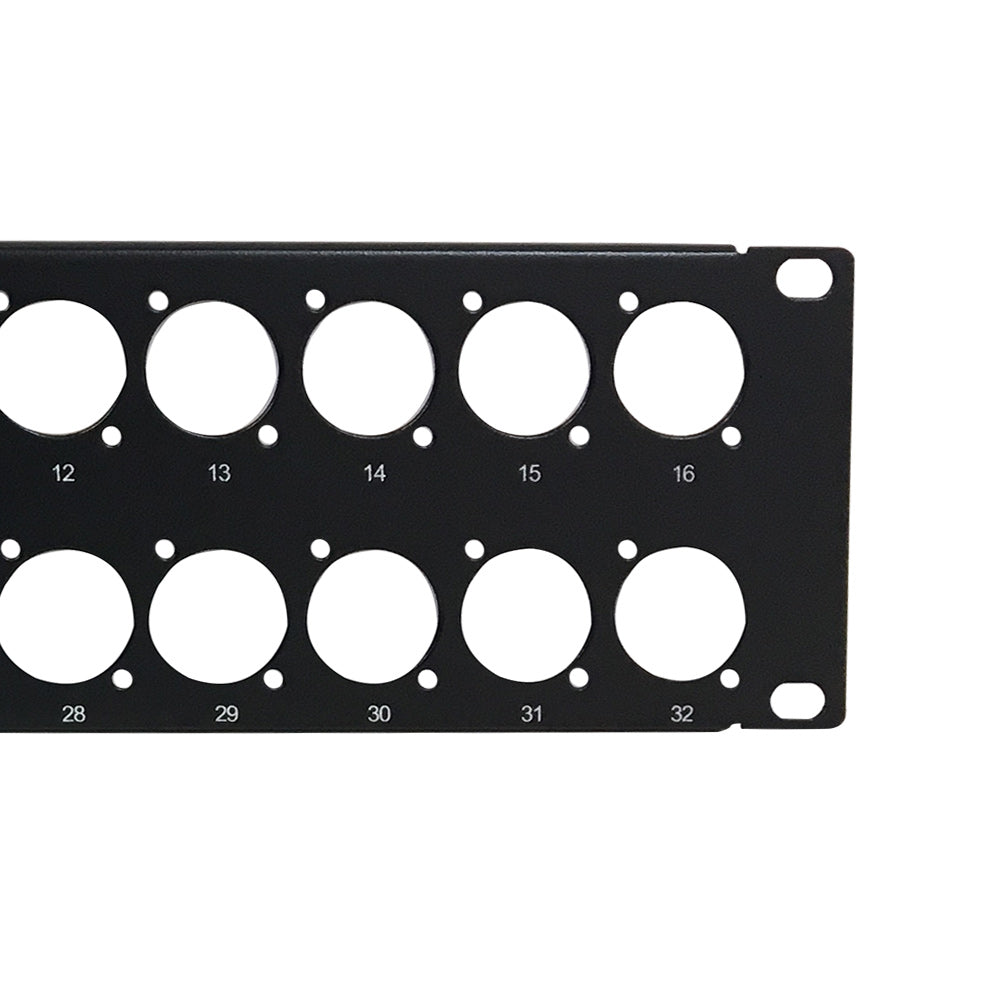 32-port D-cut patch panel, 19 inch rackmount 2U - unloaded – Generic – Unloaded Patch Panels (photo 2)