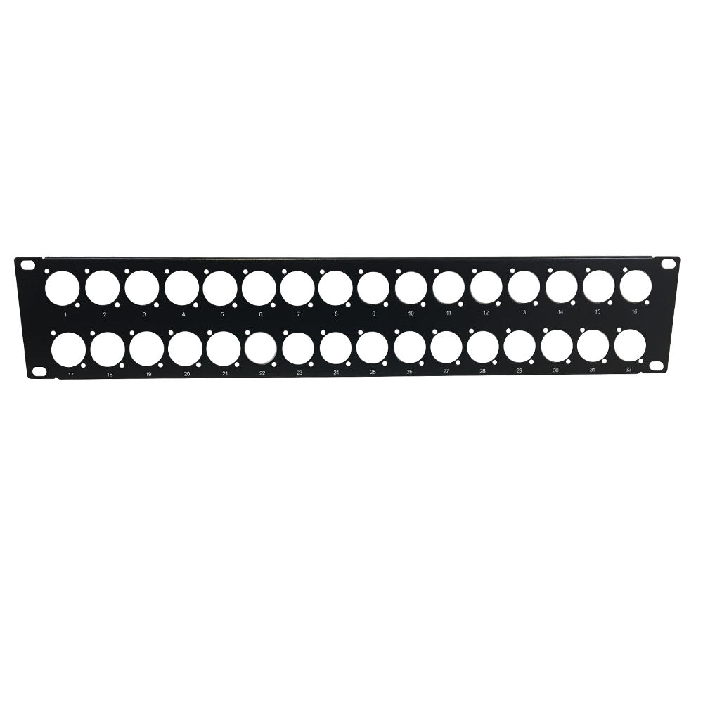 32-port D-cut patch panel, 19 inch rackmount 2U - unloaded – Generic