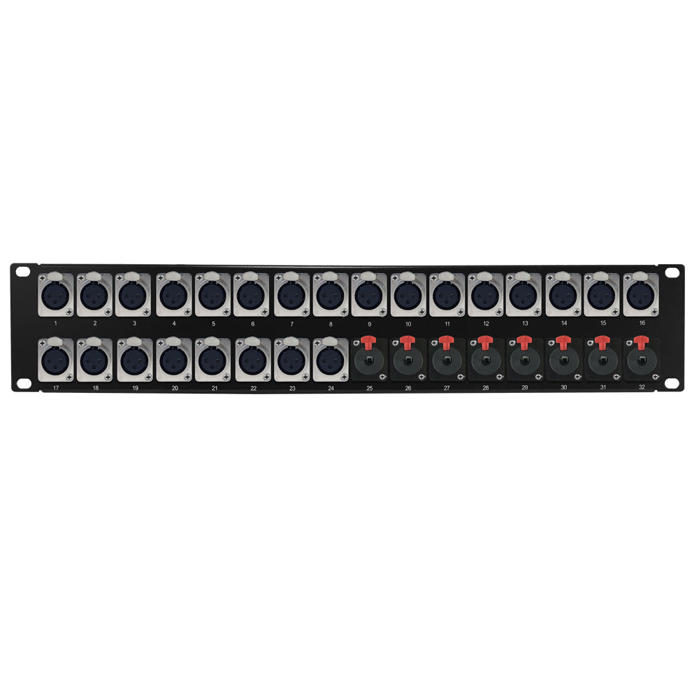 24-Port XLR Female + 8-Port TRS Female patch panel, 19 inch rackmount 2U – Generic