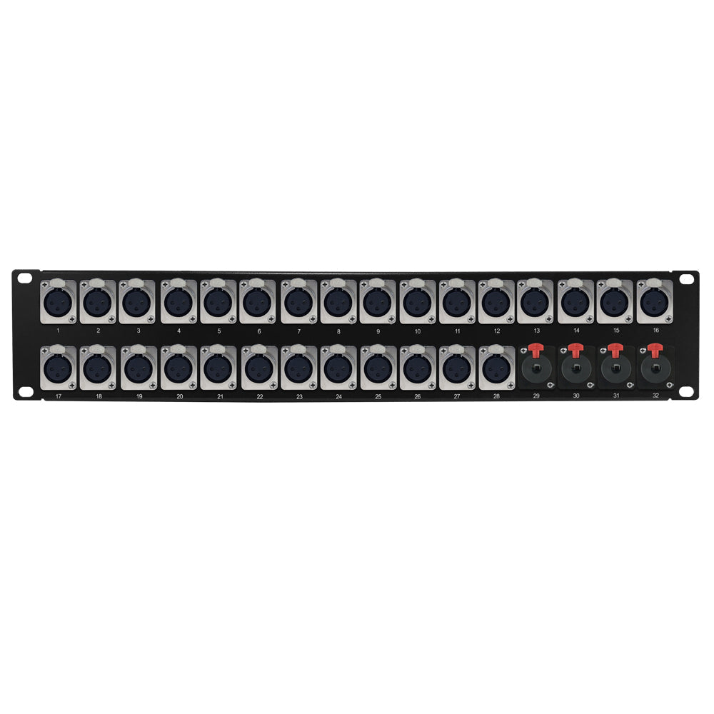 28-Port XLR Female + 4-Port TRS Female patch panel, 19 inch rackmount 2U – Generic