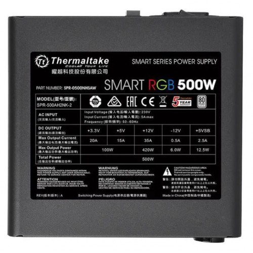 Thermaltake 500W Smart RGB 80+White Non-Modular ATX Power Supply (photo 3)