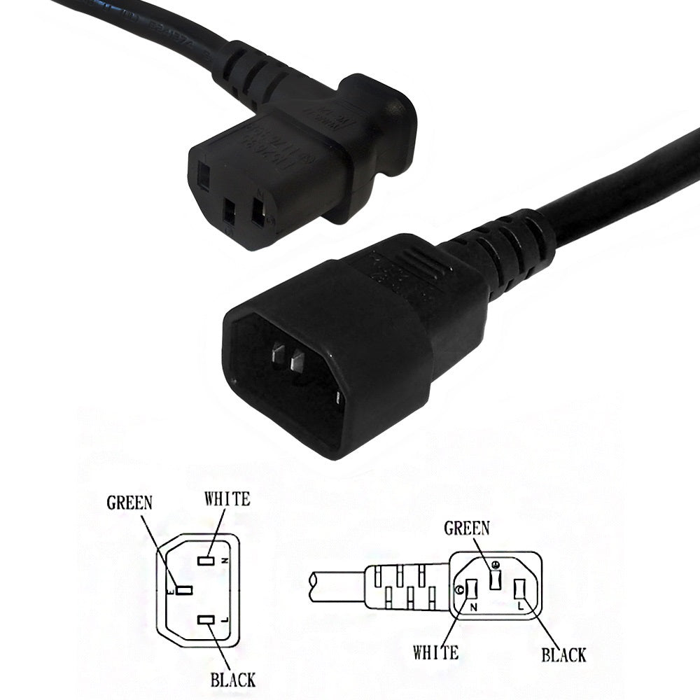 IEC C13 Left Angle to IEC C14 Power Cable - 18AWG - SJT Jacket – Generic – AC Power Cords (photo 3)