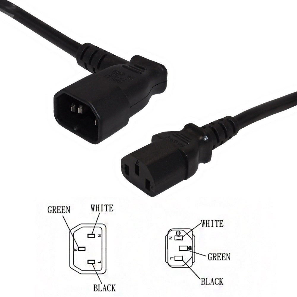 IEC C13 to IEC C14 Left Angle Power Cable - 18AWG - SJT Jacket – Generic – AC Power Cords (photo 3)