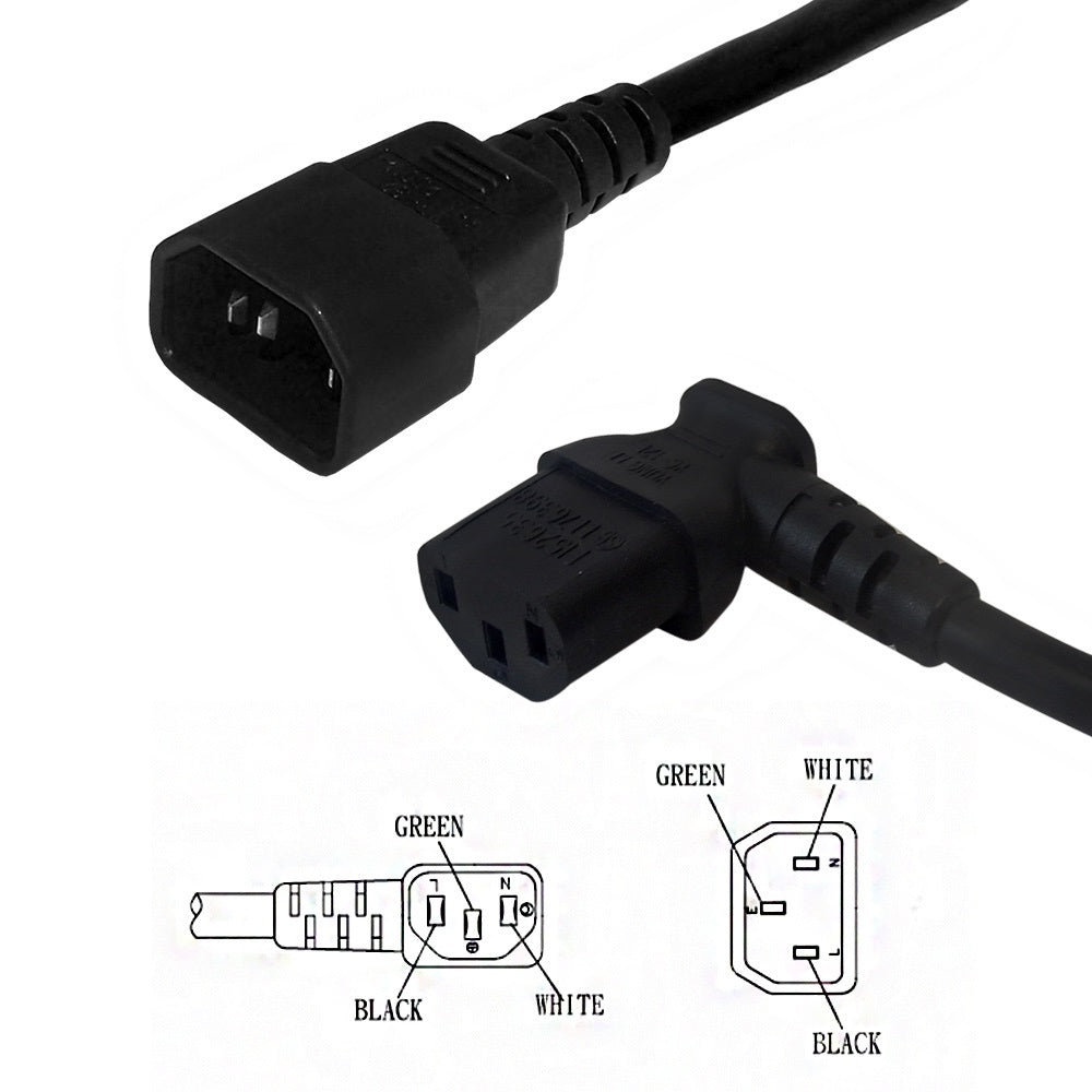 IEC C13 Right Angle to IEC C14 Power Cable - 18AWG - SJT Jacket – Generic – AC Power Cords (photo 3)