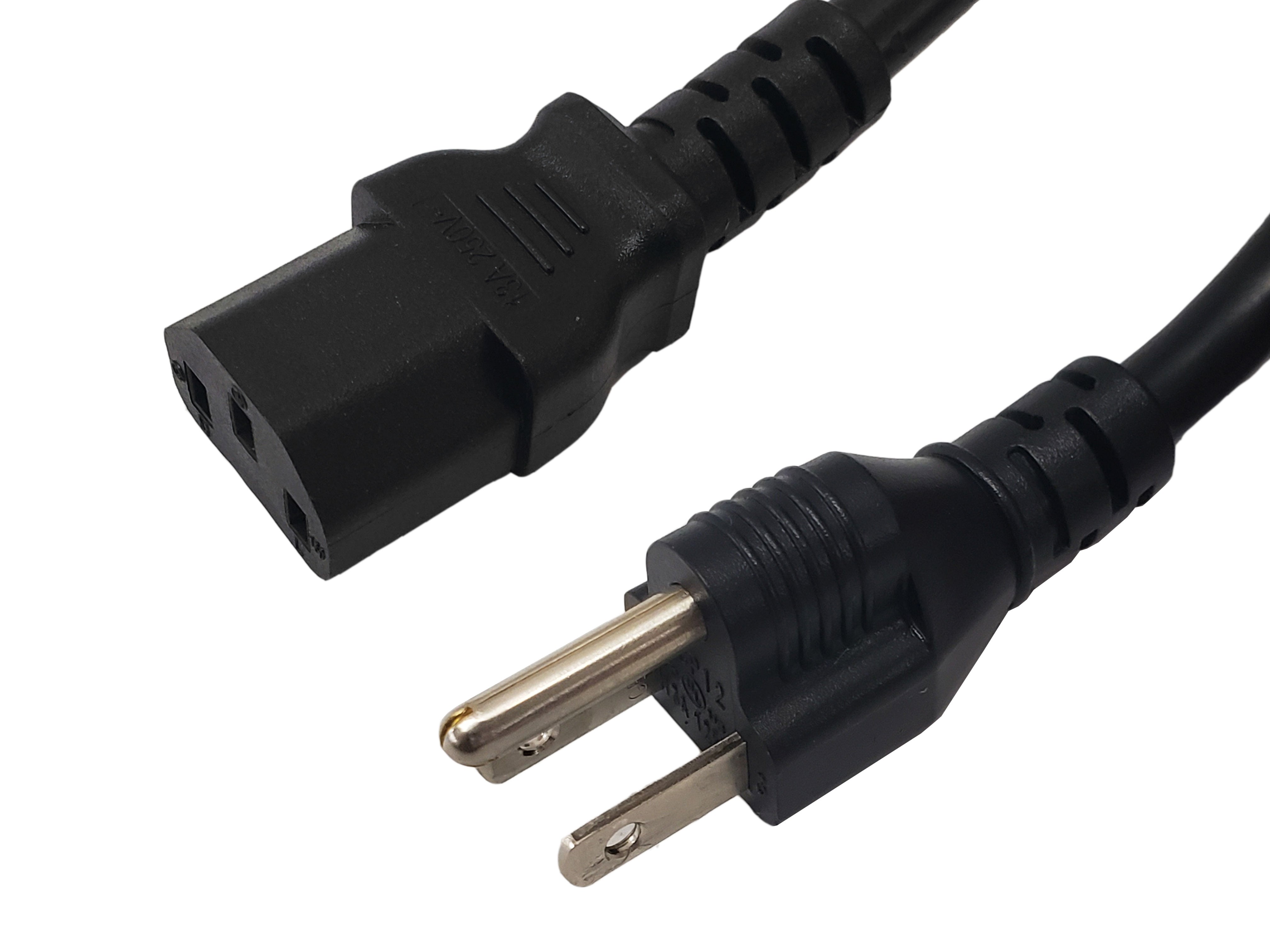 NEMA 5-15P to IEC C13 Power Cable with ON/OFF Switch - 16AWG - SJT Jacket – Generic – AC Power Cords