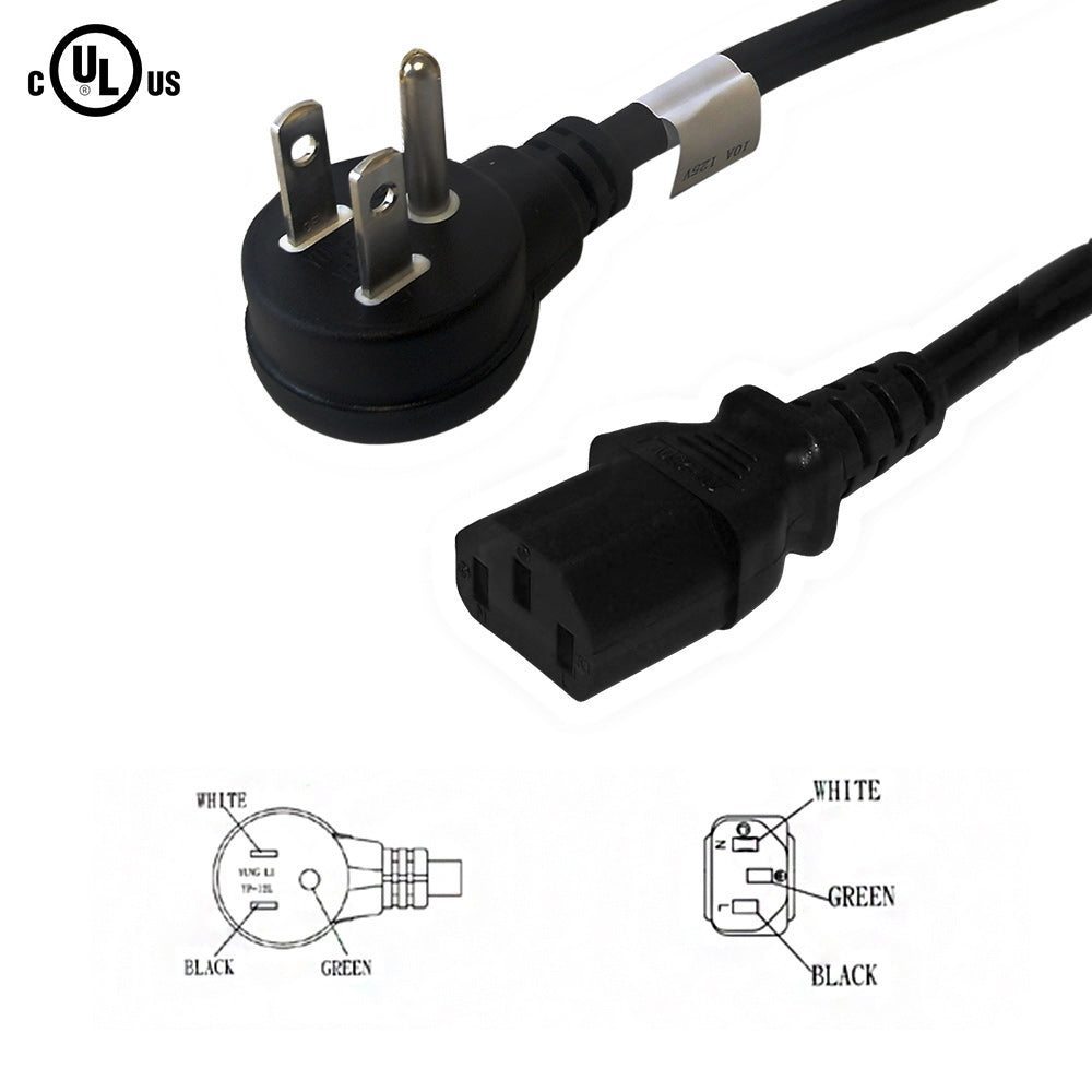 NEMA 5-15P Down Angle to IEC C13 Power Cable - SJT Jacket - 18AWG (10A 125V) – Generic – AC Power Cords (photo 2)