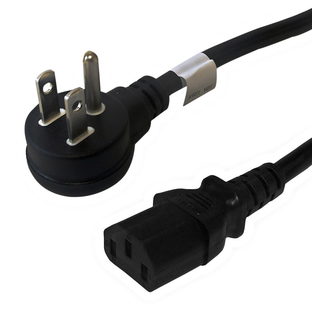 NEMA 5-15P Down Angle to IEC C13 Power Cable - SJT Jacket - 18AWG (10A 125V) – Generic