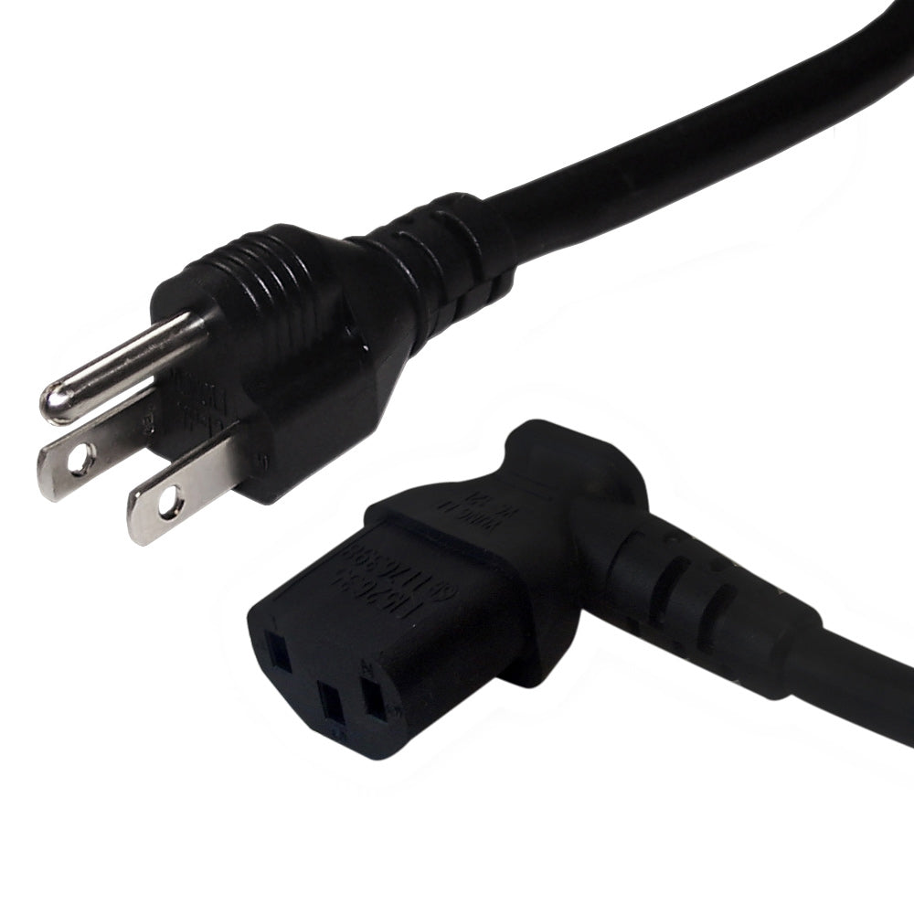 NEMA 5-15P to IEC C13 Right Angle Power Cable - SJT Jacket – Generic