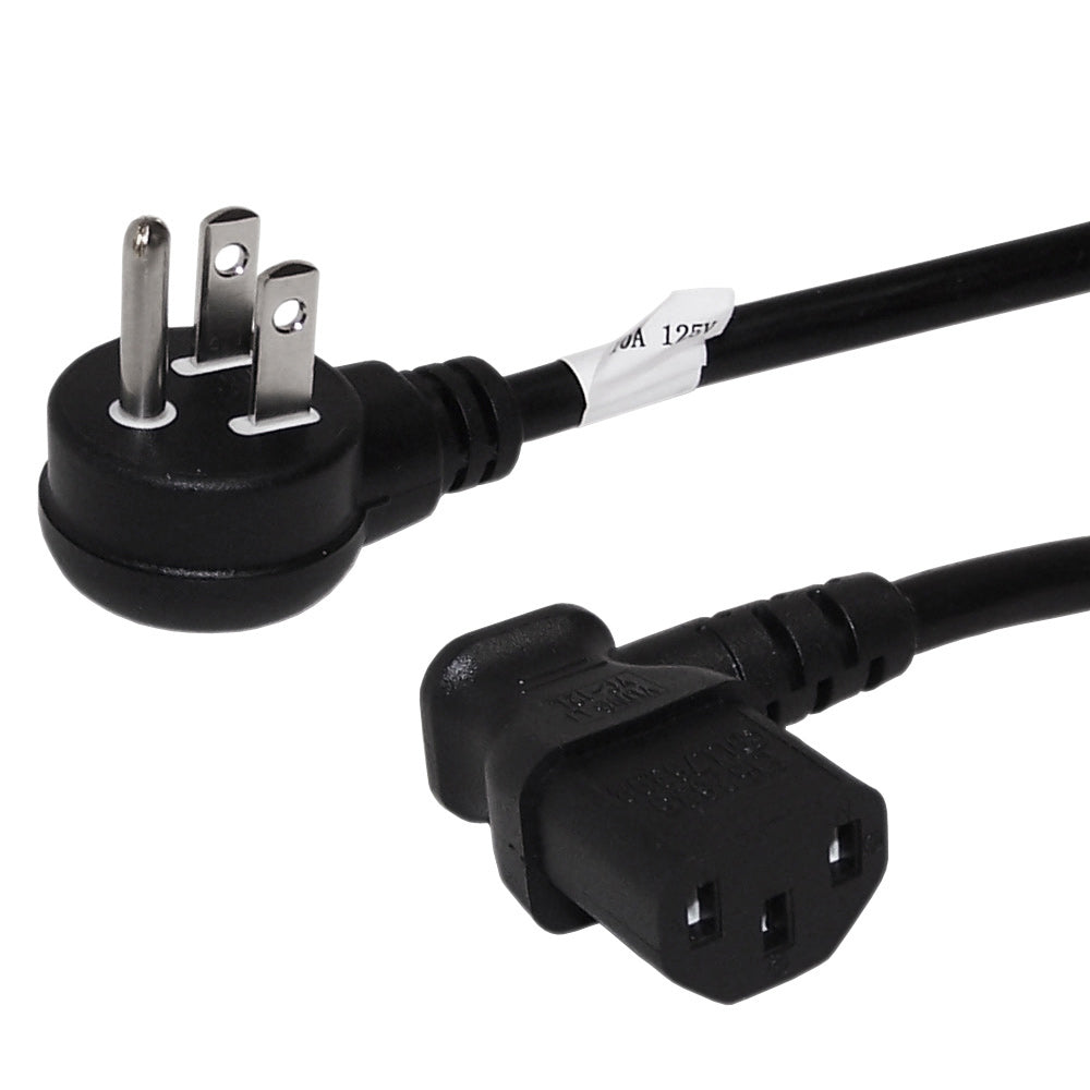 NEMA 5-15P Up Angle to IEC C13 Right Angle Power Cable - SJT Jacket – Generic