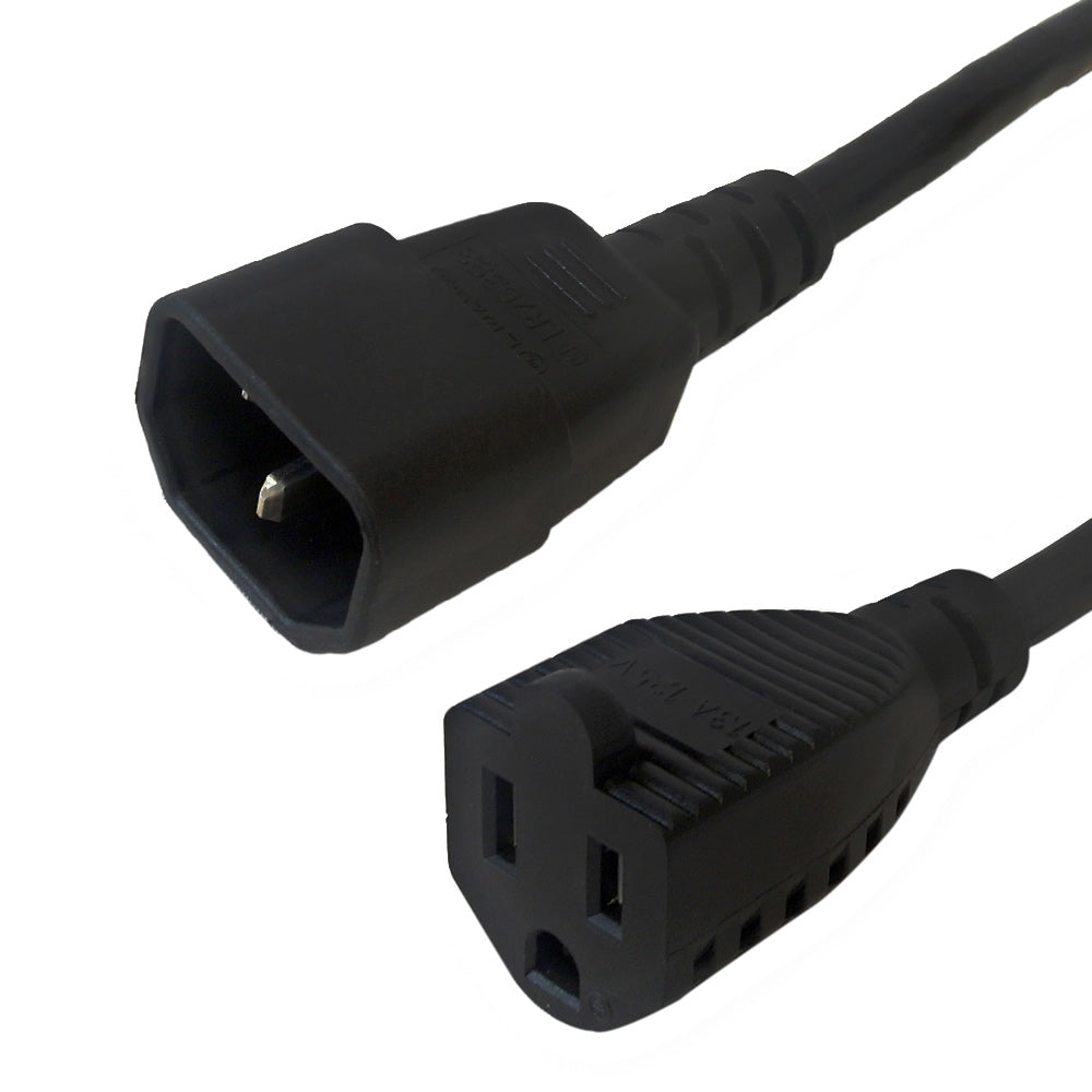 NEMA 5-15R to IEC C14 Power Cable - SJT Jacket – Generic