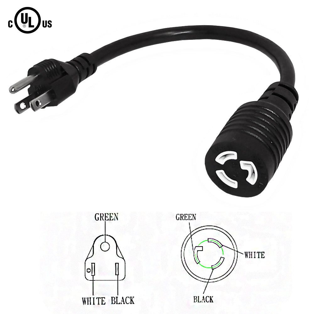 1ft NEMA 5-15P to NEMA L5-15R Power Cable - 14AWG - SJT Jacket – Generic – AC Power Cords (photo 2)