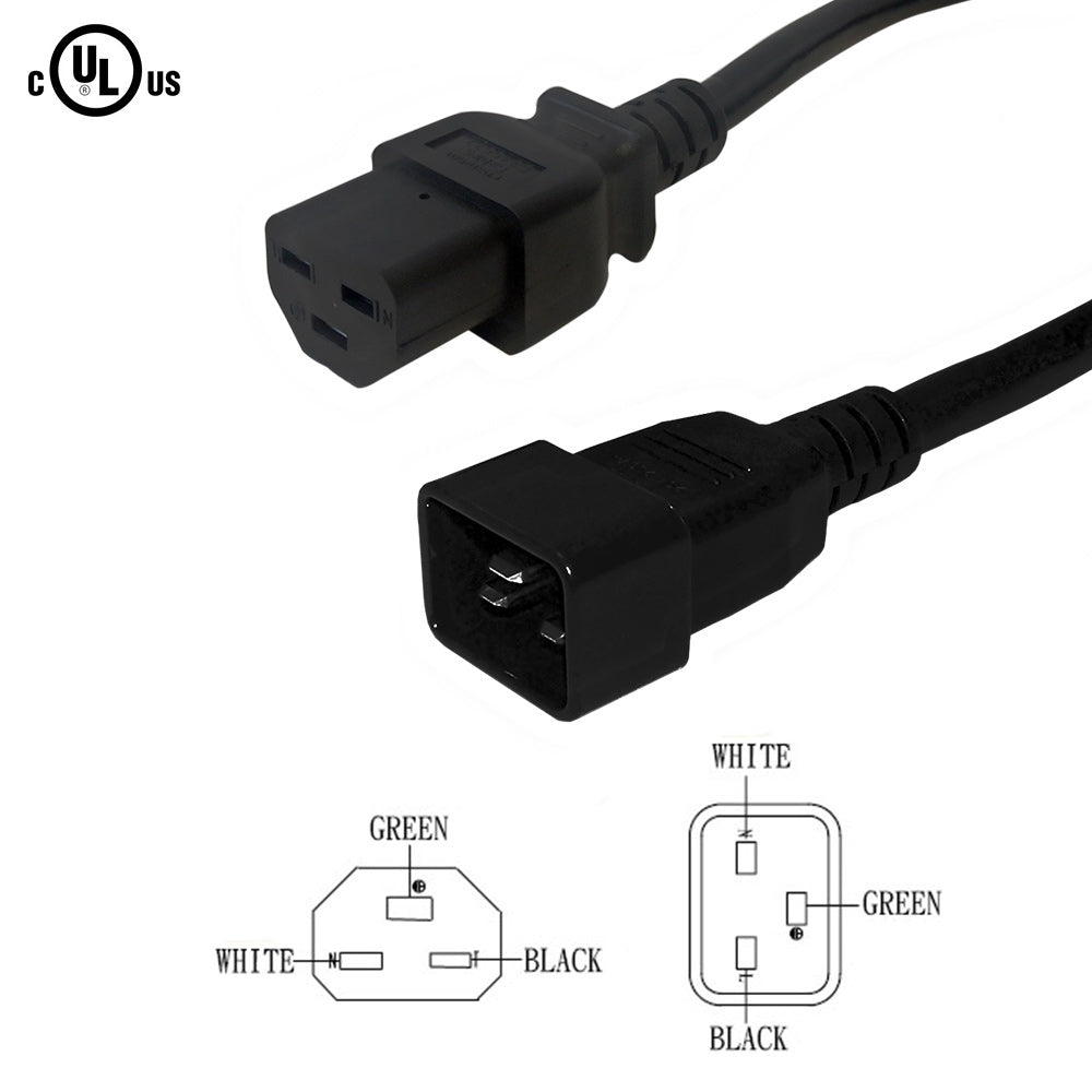 IEC C20 to IEC C21 Power Cable - 12AWG - SJT Jacket – Generic – AC Power Cords (photo 2)