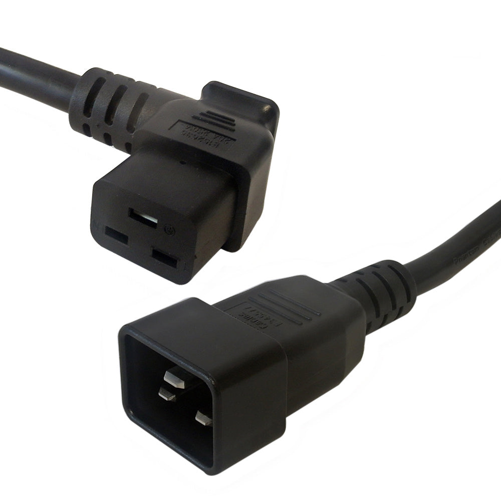12ft IEC C19 Right Angle to IEC C20 Power Cable - 12AWG (20A 250V) – Generic – AC Power Cords