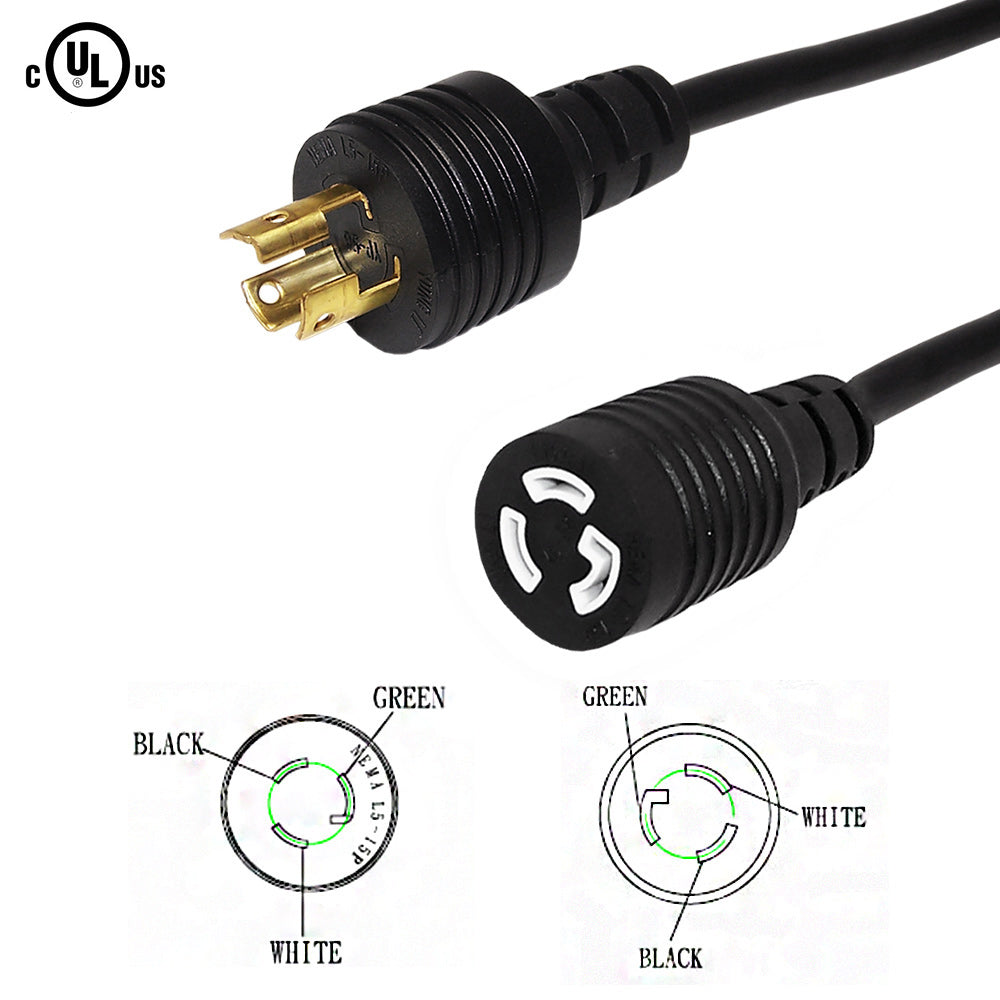 NEMA L5-15P to NEMA L5-15R Power Cable - 14AWG - SJT Jacket – Generic – AC Power Cords (photo 2)