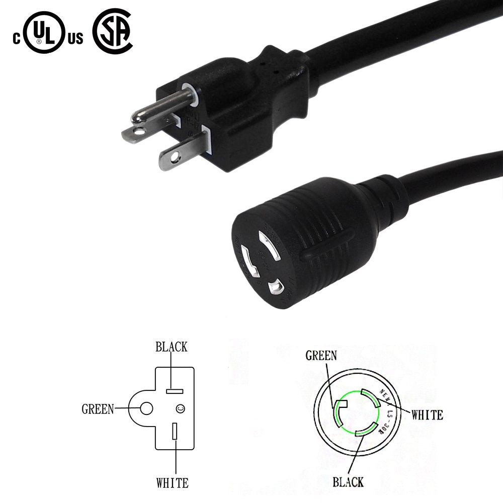 1ft NEMA 5-20P to NEMA L5-30R Power Cable - 12AWG - SJT Jacket – Generic – AC Power Cords (photo 2)