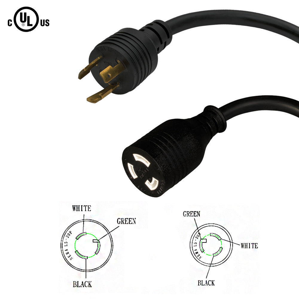 NEMA L5-20P to NEMA L5-20R Power Cable - 12AWG - SJT Jacket – Generic – AC Power Cords (photo 2)