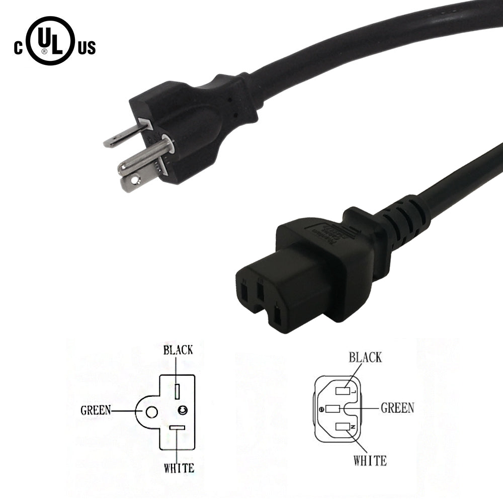 NEMA 6-20P to IEC C15 Power Cable - 14AWG - SJT Jacket – Generic – AC Power Cords (photo 2)