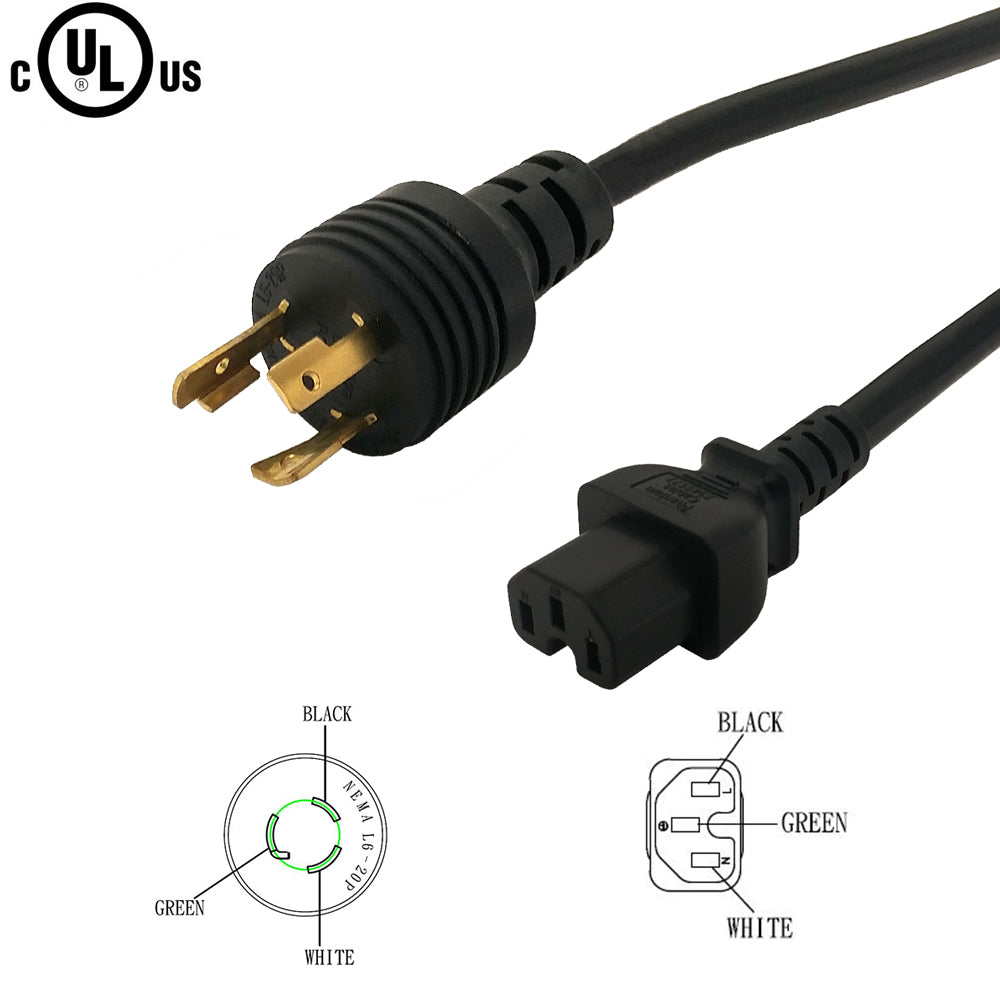 L6-20P to C15 Power Cable - 14AWG - SJT Jacket – Generic – AC Power Cords (photo 3)