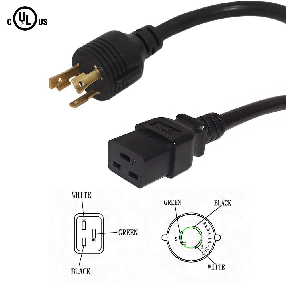 8ft NEMA L5-30P to IEC C19 Power Cable - 12AWG - SJT Jacket – Generic – AC Power Cords (photo 2)