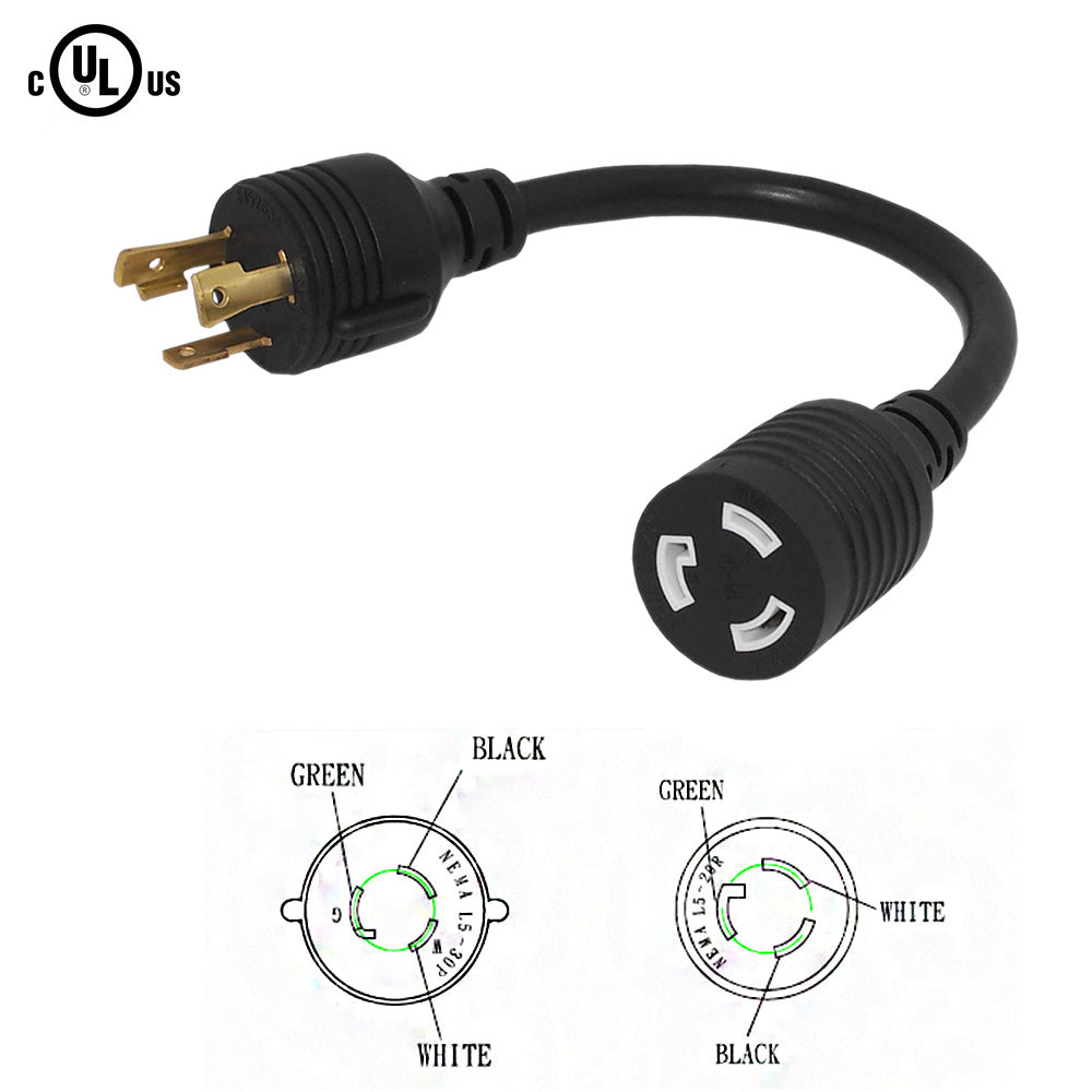 1ft NEMA L5-30P to NEMA L5-20R Power Cable - 12AWG - SJT Jacket – Generic – AC Power Cords (photo 2)