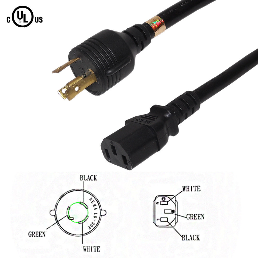 NEMA L6-30P to IEC C13 Power Cable - 14AWG - SJT Jacket – Generic – AC Power Cords (photo 2)
