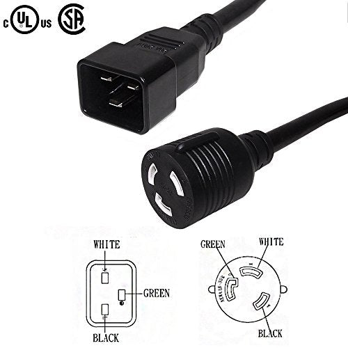 1ft C20 to L6-30R Power Cable - 12AWG - SJT (250V 20A) – Generic – AC Power Cords (photo 2)
